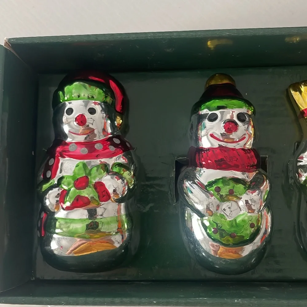 Vintage Snowman Napkin Rings Silver Jacobsons Set of 4 Christmas Holiday